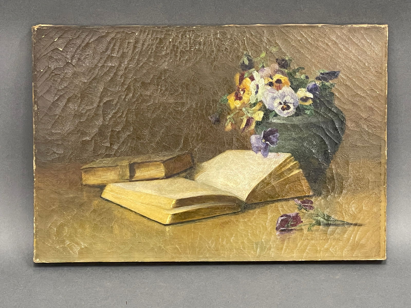 OIL ON CANVAS STILL LIFE SIGNED (1 of 2)