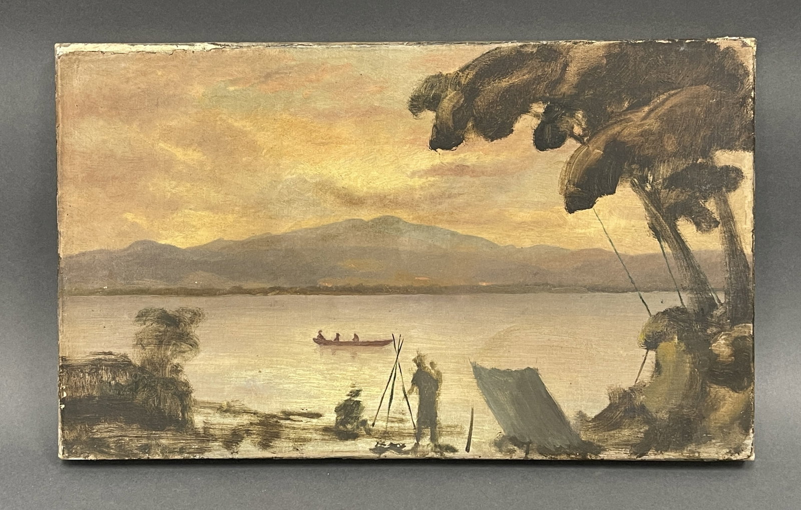 O/C PAINTING OF A LAKE SCENE: O/C PAINTING OF A LAKE SCENE 12 X 20