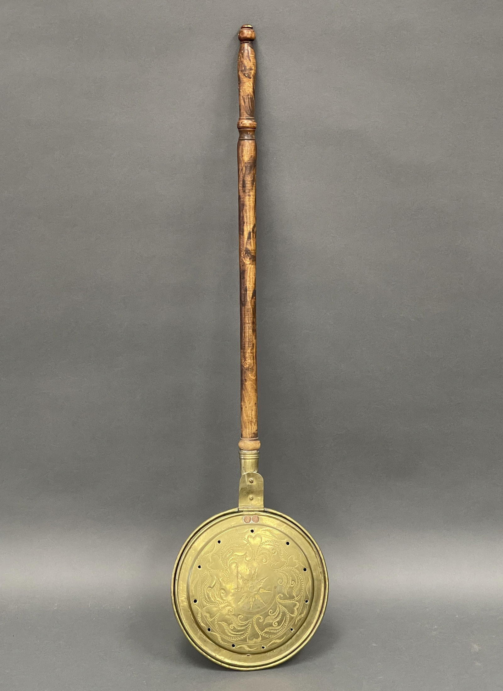 EARLY BRASS BED WARMER (1 of 2)