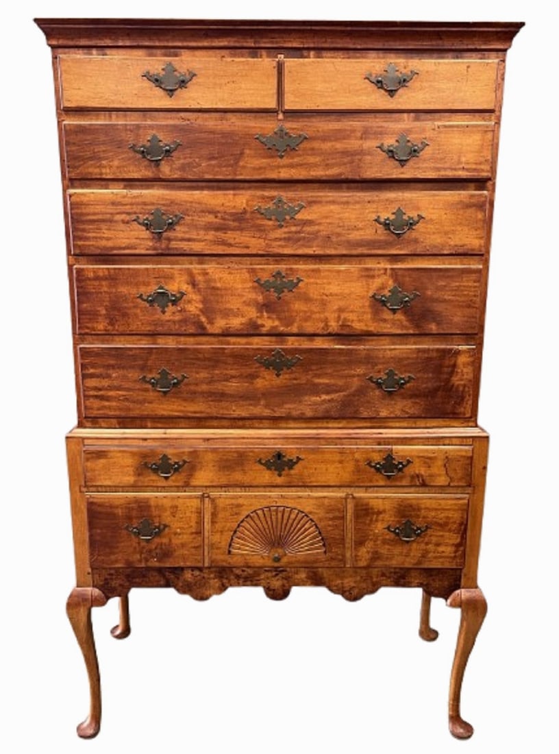 18THC NEW HAMPSHIRE QUEEN ANNE MAPLE HIGHBOY (1 of 5)