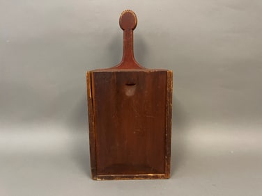 19TH C LOLLIPOP HANDLED SLIDE CANDLE BOX