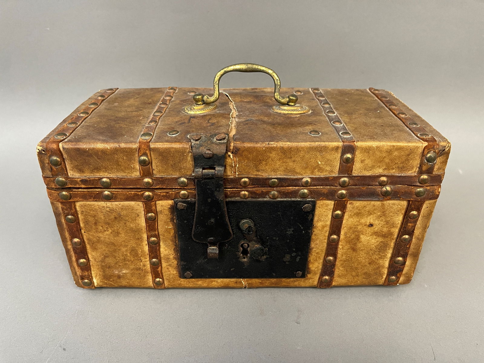 18TH C HIDE COVERED DOCUMENT BOX (1 of 6)
