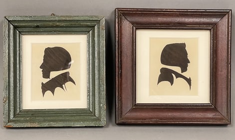 PAIR OF NEW ENGLAND HOLLOW CUT SILHOUETTES OF BROTHERS