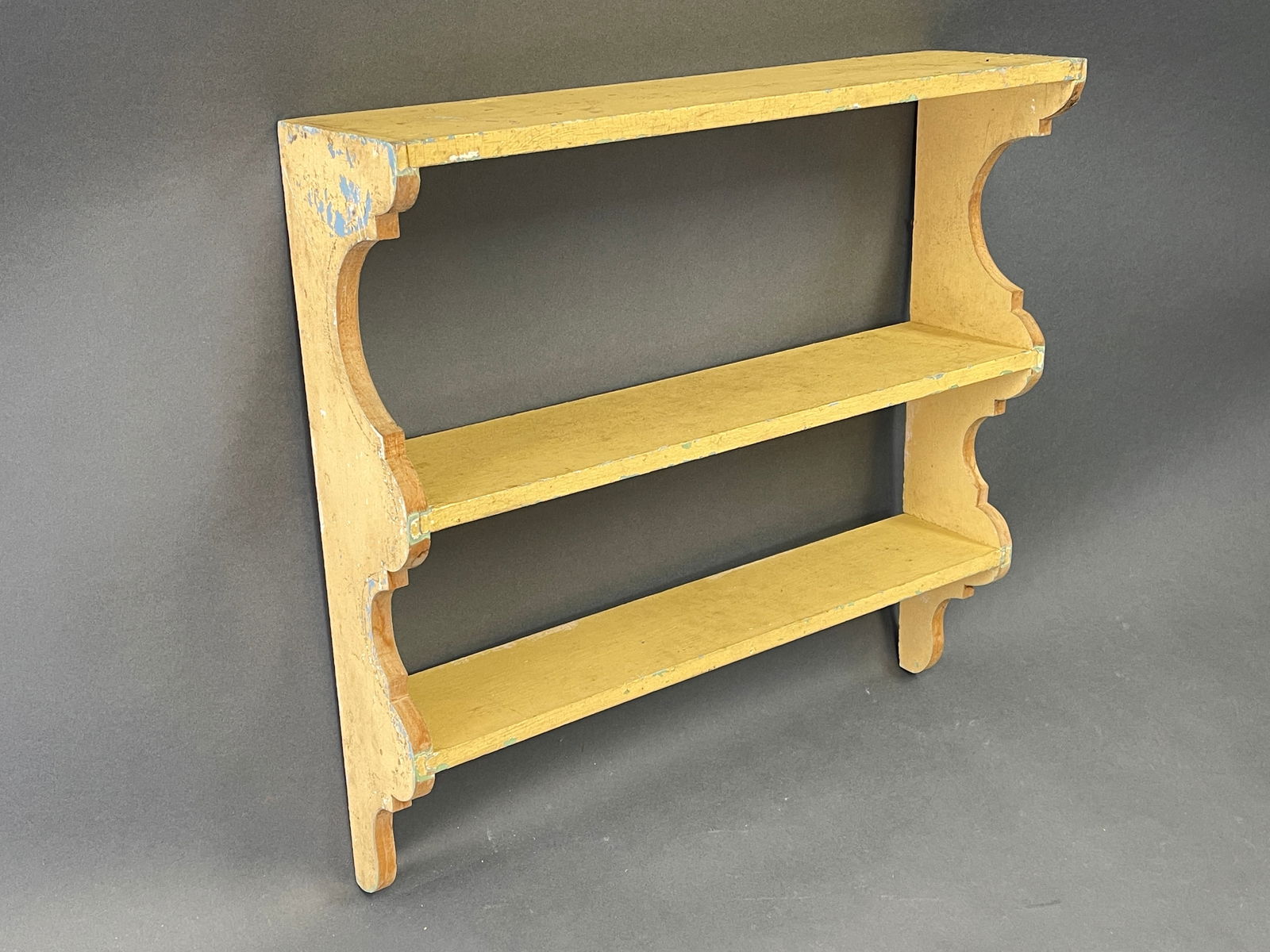 YELLOW OVER BLUE PAINTED WALL SHELF (1 of 5)