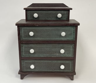 EARLY PAINTED CHILDS CHEST IN ORIGINAL PAINT