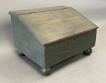 19TH C SLANT FRONT LIFT TOP CHEST