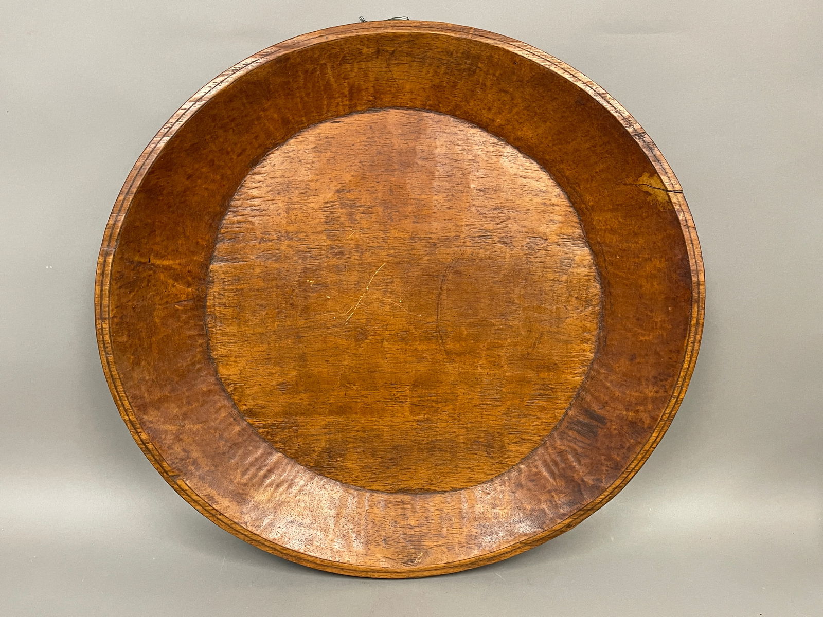 LARGE 18TH C HAND CARVED DOUBLE HANDLED TRAY (1 of 4)