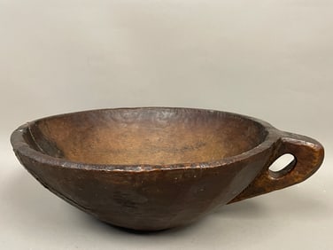 EARLY PRIMITIVE HAND CARVED DEEP BOWL