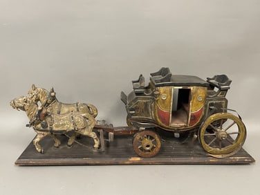 FOLK ART JAILHOUSE CARVERS HORSE AND CARRIAGE