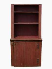 18TH C CAN'T BACK CUPBOARD W/ H HINGES