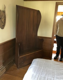 19TH C TALL BACK SETTLE BENCH