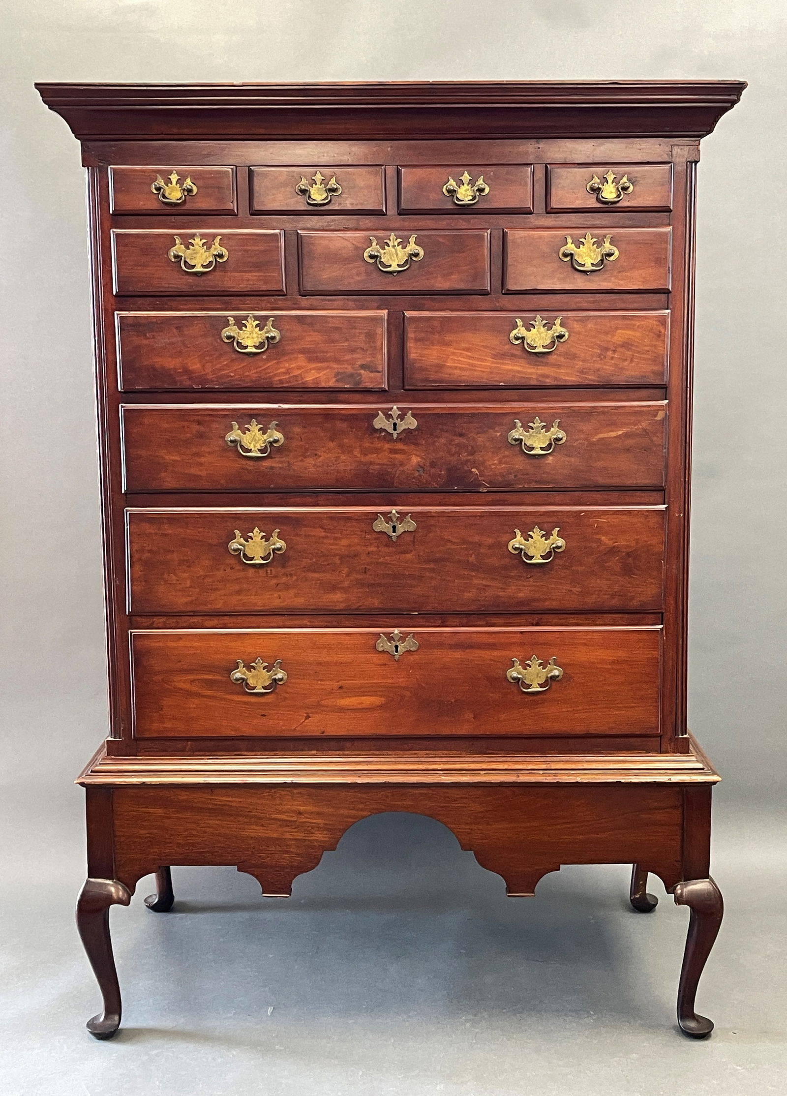 EARLY CHIPPENDALE TWELVE DRAWER TALL CHEST (1 of 8)