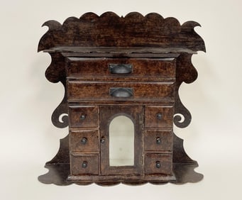 19TH C FOLK ART SPICE CUPBOARD