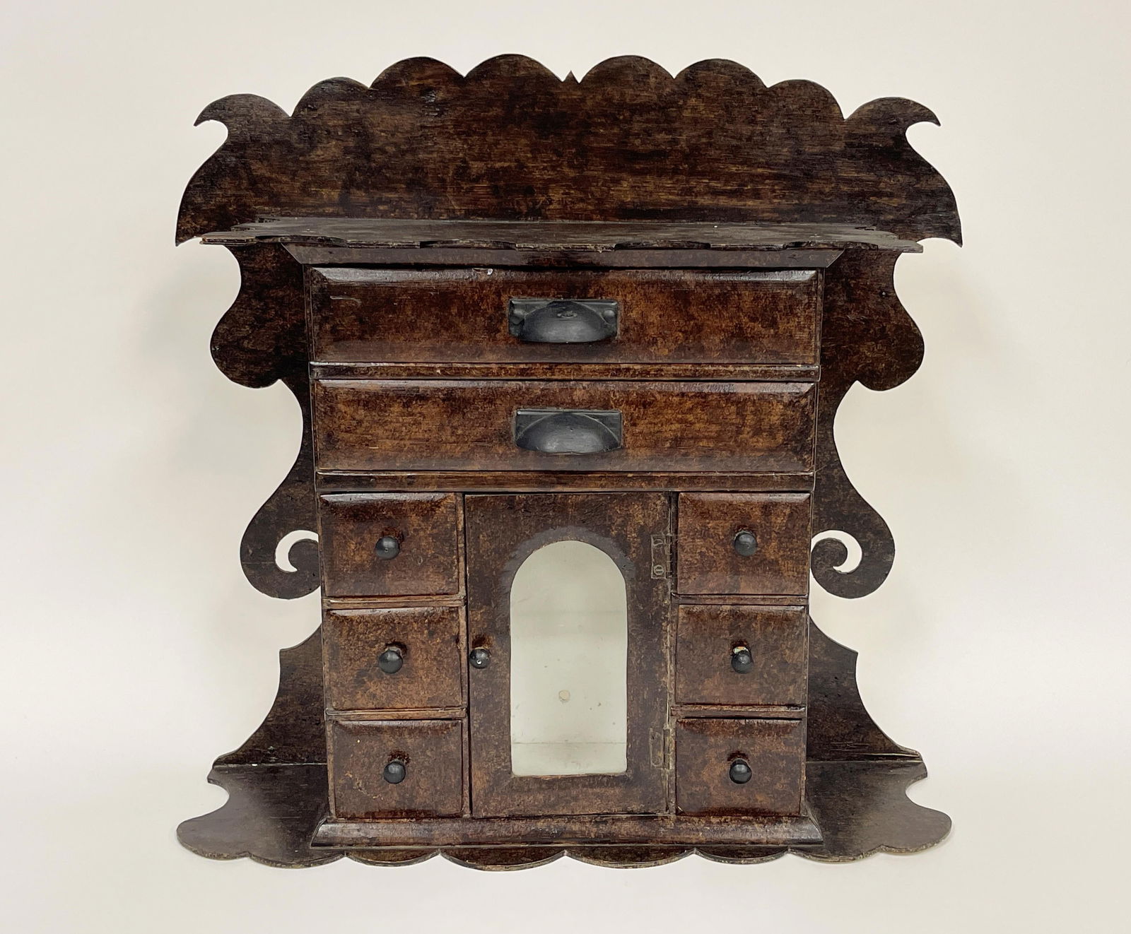 19TH C FOLK ART SPICE CUPBOARD (1 of 5)