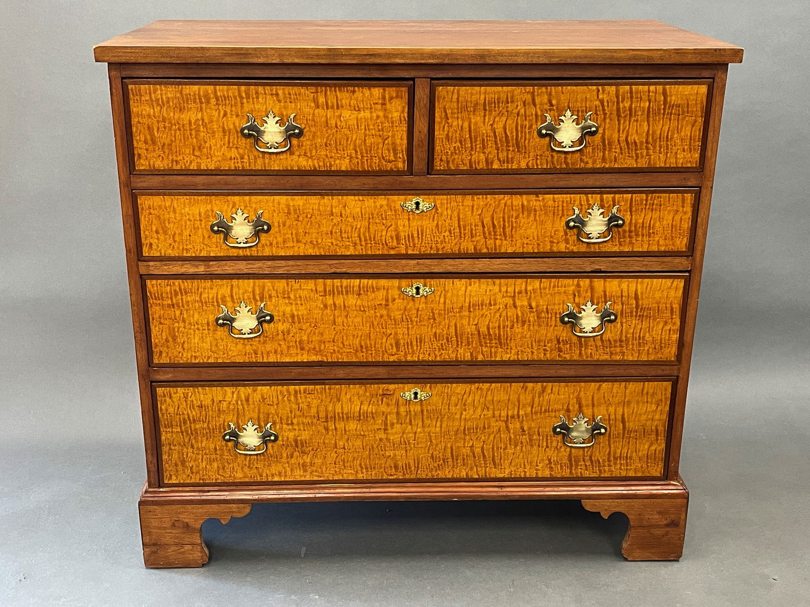 CHIPPENDALE PERIOD TIGER MAPLE CHEST (1 of 6)