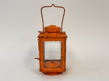 SHEET IRON LANTERN IN NEAT ORANGE FINISH