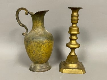 BRONZE VASE, PUSHUP CANDLESTICK