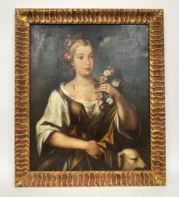 PORTRAIT OF A LADY W FLOWERS