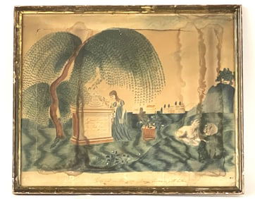 EARLY 19TH C MOURNING WATERCOLOR
