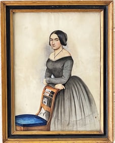 19THC WATERCOLOR PORTRAIT OF WOMAN