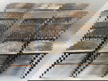 SET OF SIX PAINT DECORATED CHAIRS