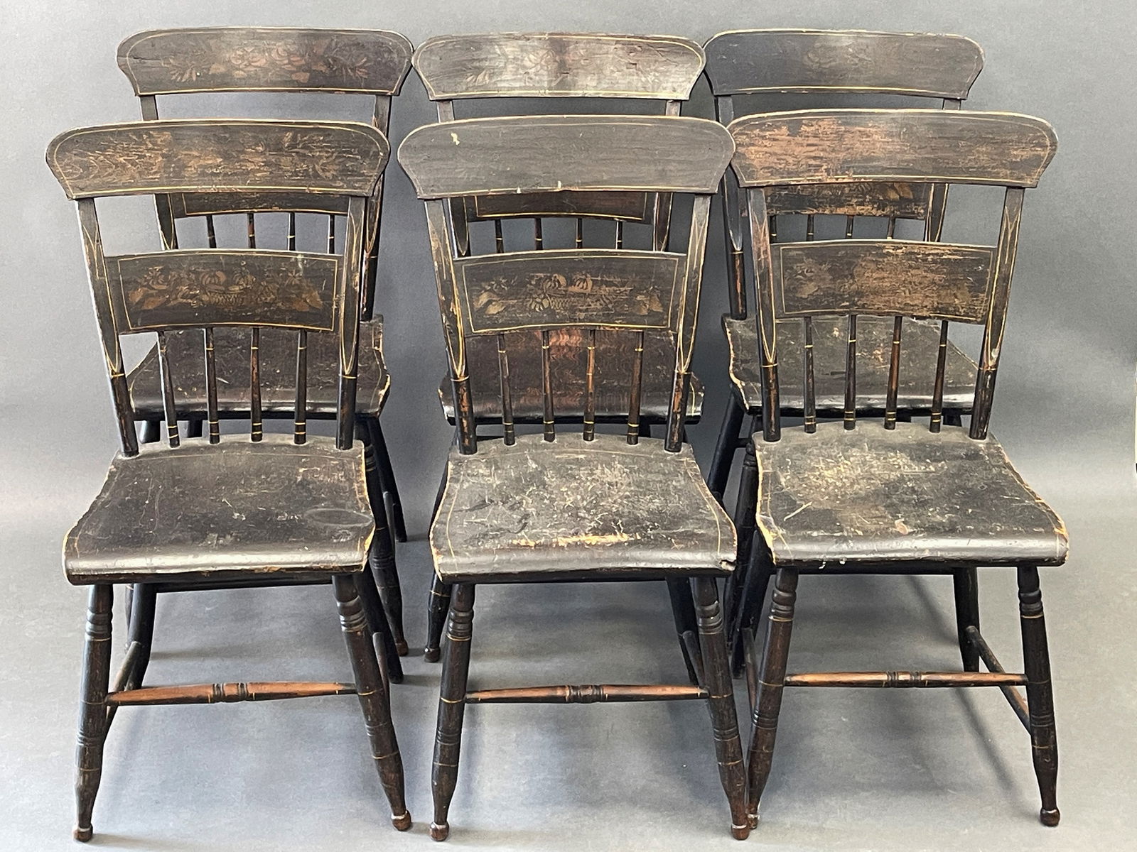 SET OF SIX PAINT DECORATED CHAIRS (1 of 2)