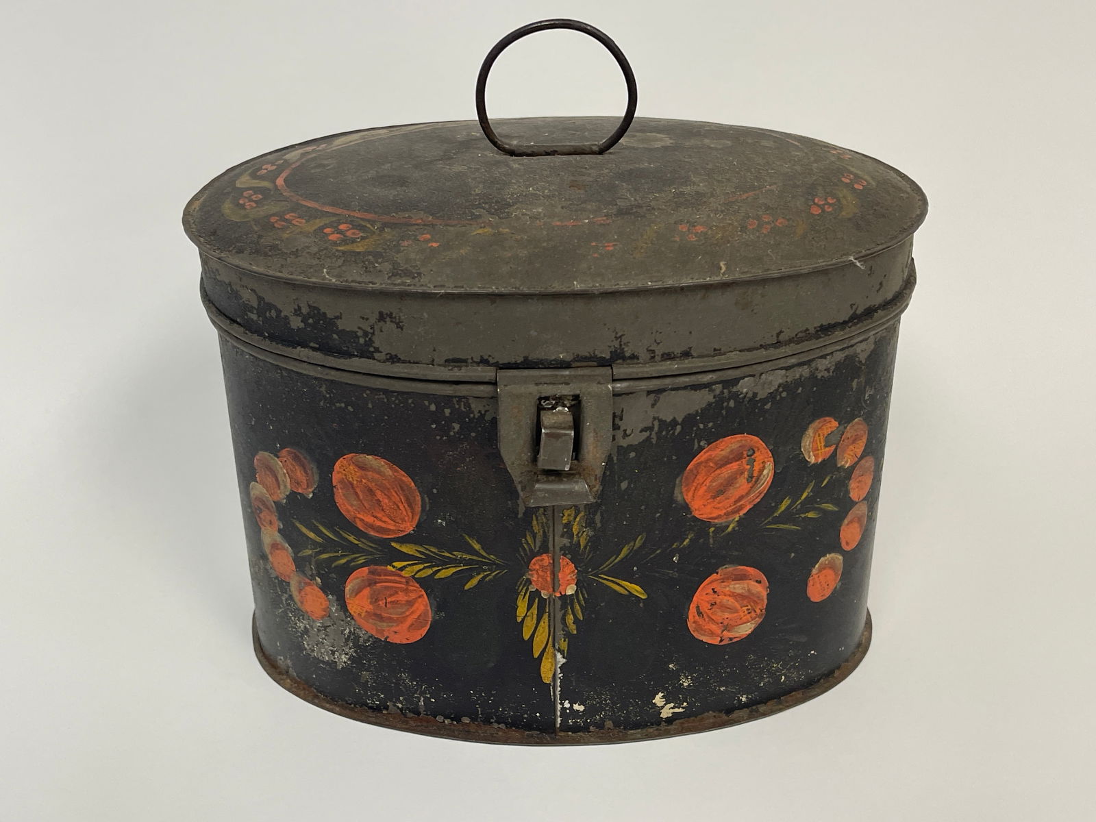 19TH C TIN TOLEWARE BOX, 9 X 7 X 7 (1 of 5)