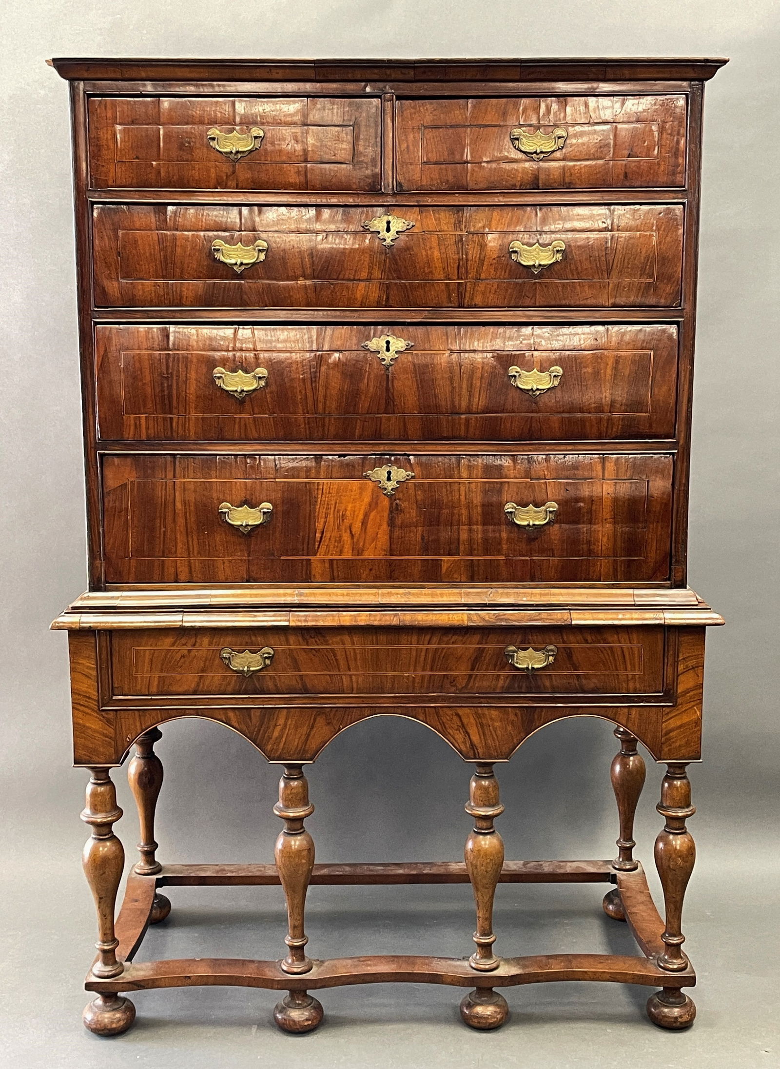 18TH C WILLIAM AND MARY HIGHBOY CHEST (1 of 7)