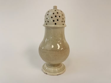 EARLY CREAMWARE FOOTED PEPPER SHAKER