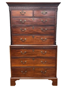 ENGLISH CHINESE CHIPPENDALE CHEST ON CHEST
