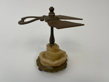 EARLY ENGRAVED BRASS WAX JACK