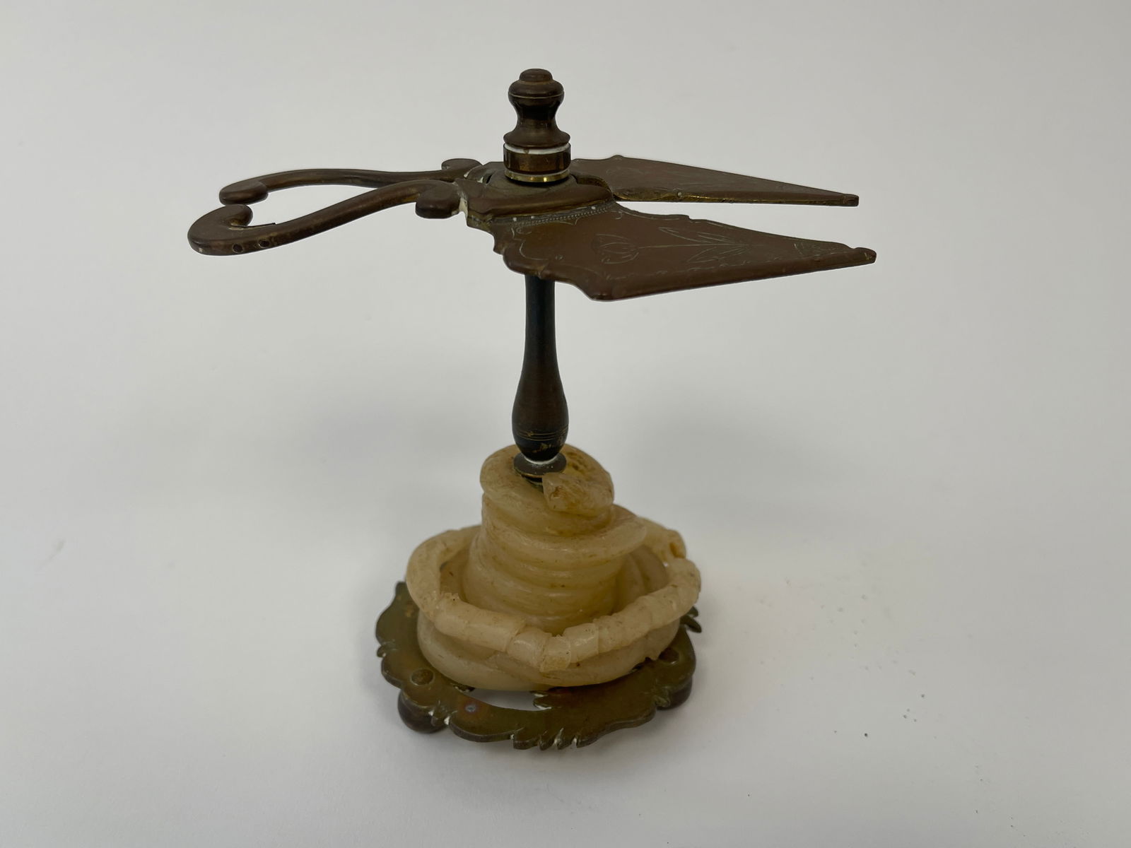 EARLY ENGRAVED BRASS WAX JACK (1 of 3)