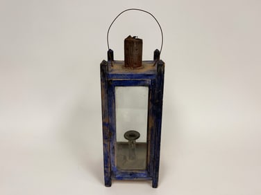 19TH C BLUE PAINTED LANTERN