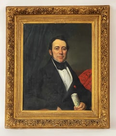 LARGE OIL ON CANVAS PORTRAIT OF YOUNG MAN