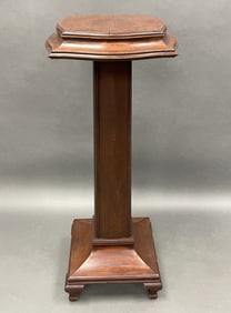 LATE 19THC MAHOGANY PEDESTAL STAND