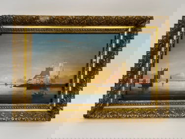 BRIAN COOLE HARBOR SCENE OF SHIPS IN SCITUATE HARBOR