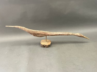 STYLIZED CARVED WOODEN FLYING HERON
