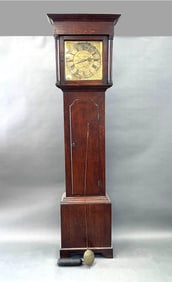 EARLY BRASS FACED GRANDFATHER MARRIAGE CLOCK