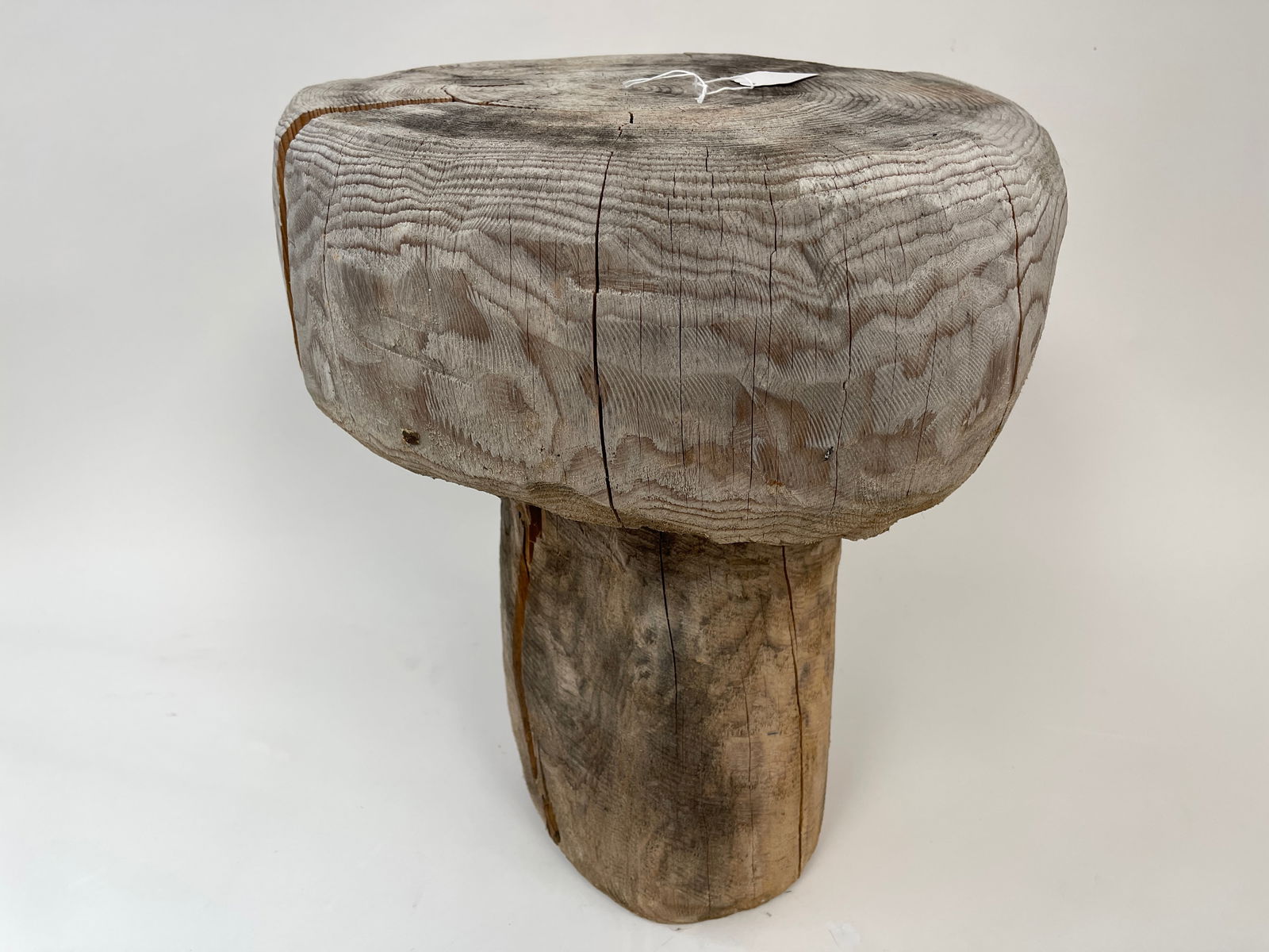 CARVED WOODEN MUSHROOM SHAPED STOOL (1 of 4)