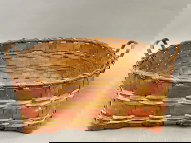 EARLY N.E. NATIVE AMERICAN ASH SPLINT BASKET