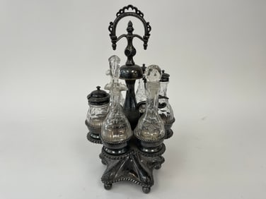 PEWTER CASTER SET W/ SERVICE BELL AFFIXED