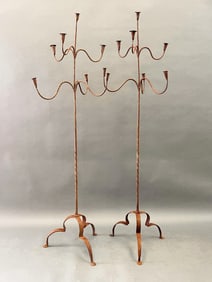 PAIR  IRON "MEETING HOUSE" CANDELABRA