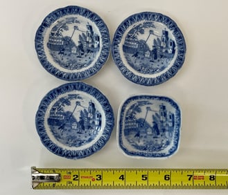 4 MINIATURE BLUE TRANSFER CHINA
