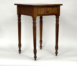 ONE DRAWER TIGER MAPLE STAND,