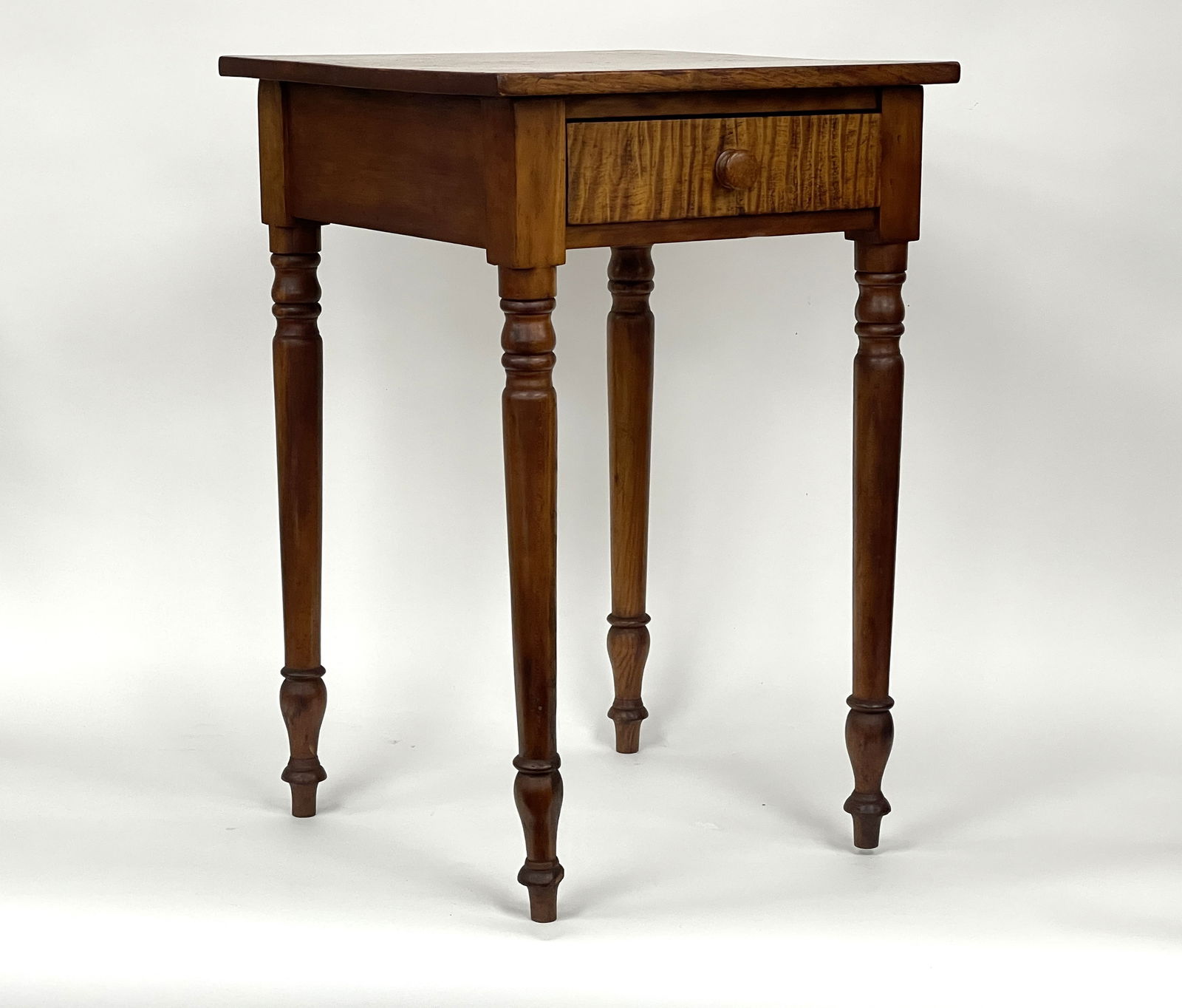 ONE DRAWER TIGER MAPLE STAND, (1 of 6)