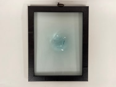 FRAMED 1710 BULLSEYE WINDOW IN FRAME FROM AN OLD MYSTIC , CT HOME