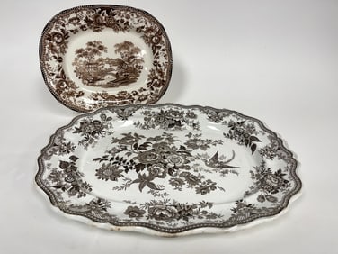 BROWN AND WHITE WEDGWOOD PLATTER, ASIATIC