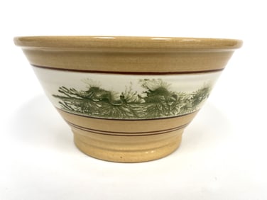 YELLOW WARE BOWL WITH SEAWEED DECORATION