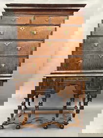 EARLY 18TH C. WILLIAM AND MARY HIGHBOY