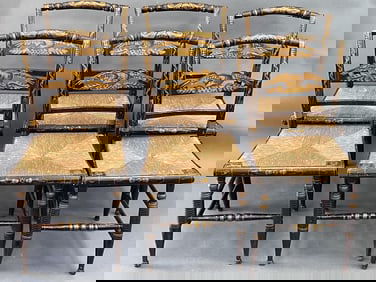 RARE SET OF SIX AMERICAN EAGLE BACK CHAIRS